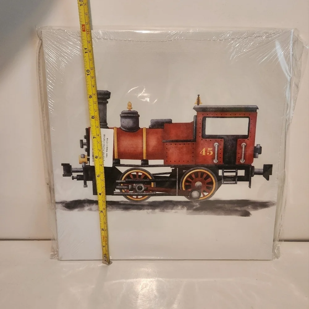 Brand New 12” x 12” Canvas Red Train Wall Art